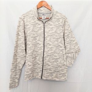 Zyia Active Combo Cream Jacket Full Zip Pockets Hand Warm Cuff Cotton Blend